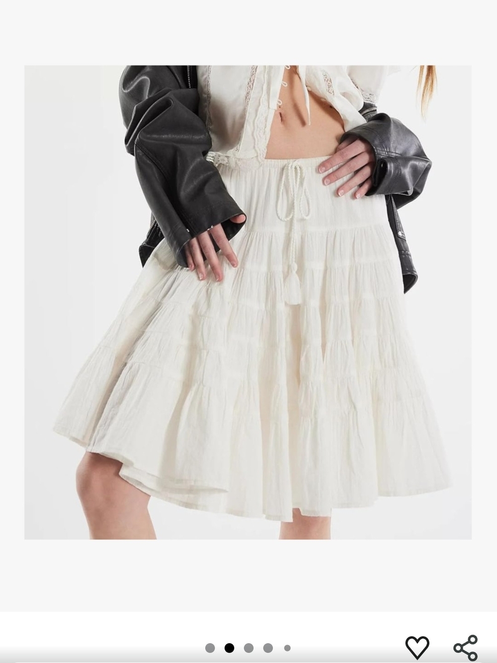 Cream Many Layers Tiered Faux Drawstring Skirt